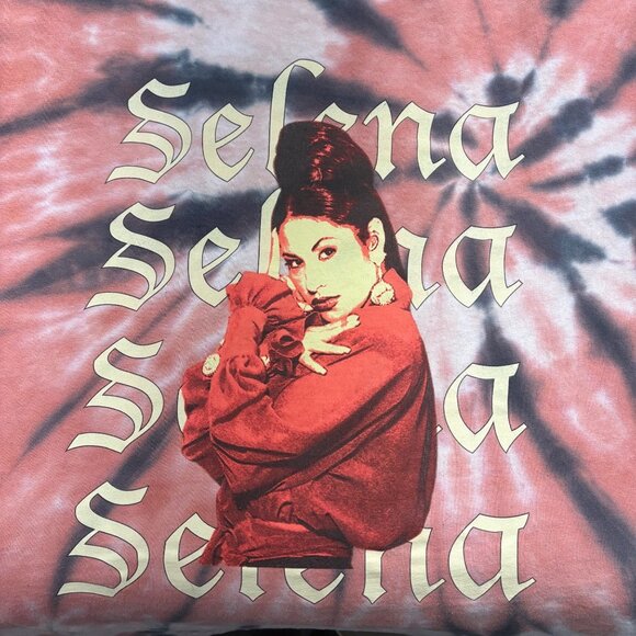 Selena Quintanilla Tie-Dye Graphic Short Sleeve T-Shirt Womens L/G Pink & Black - Picture 6 of 10